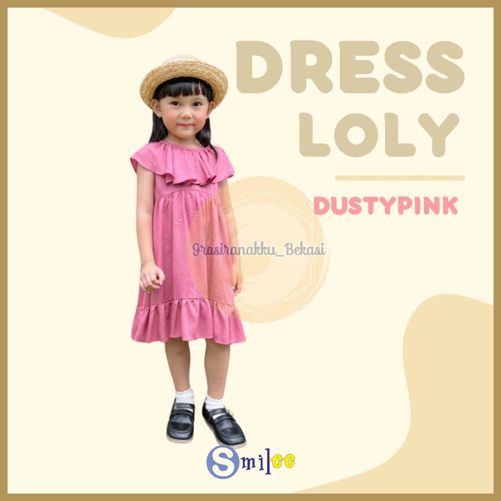 Dress Anak Smile Loly Warna DustyPink 1-5Thn