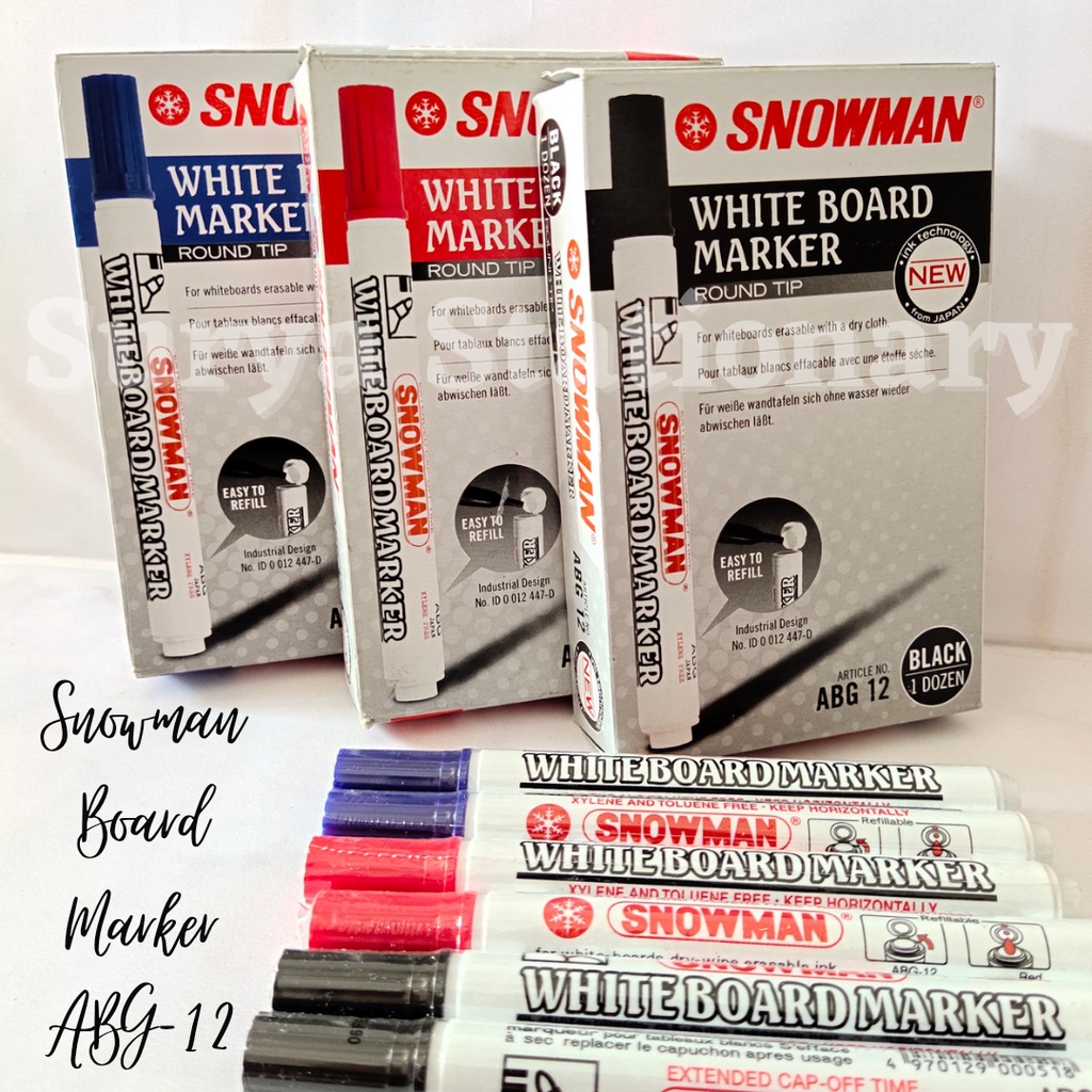 

(PCS) Snowman Board Marker ABG-12 / Spidol Snowman White Board ABG-12