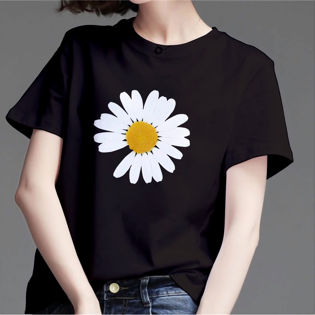 Tshirt bunga daisy/tumbler tee  bunga daisy/kaos atasan wanita dewasa