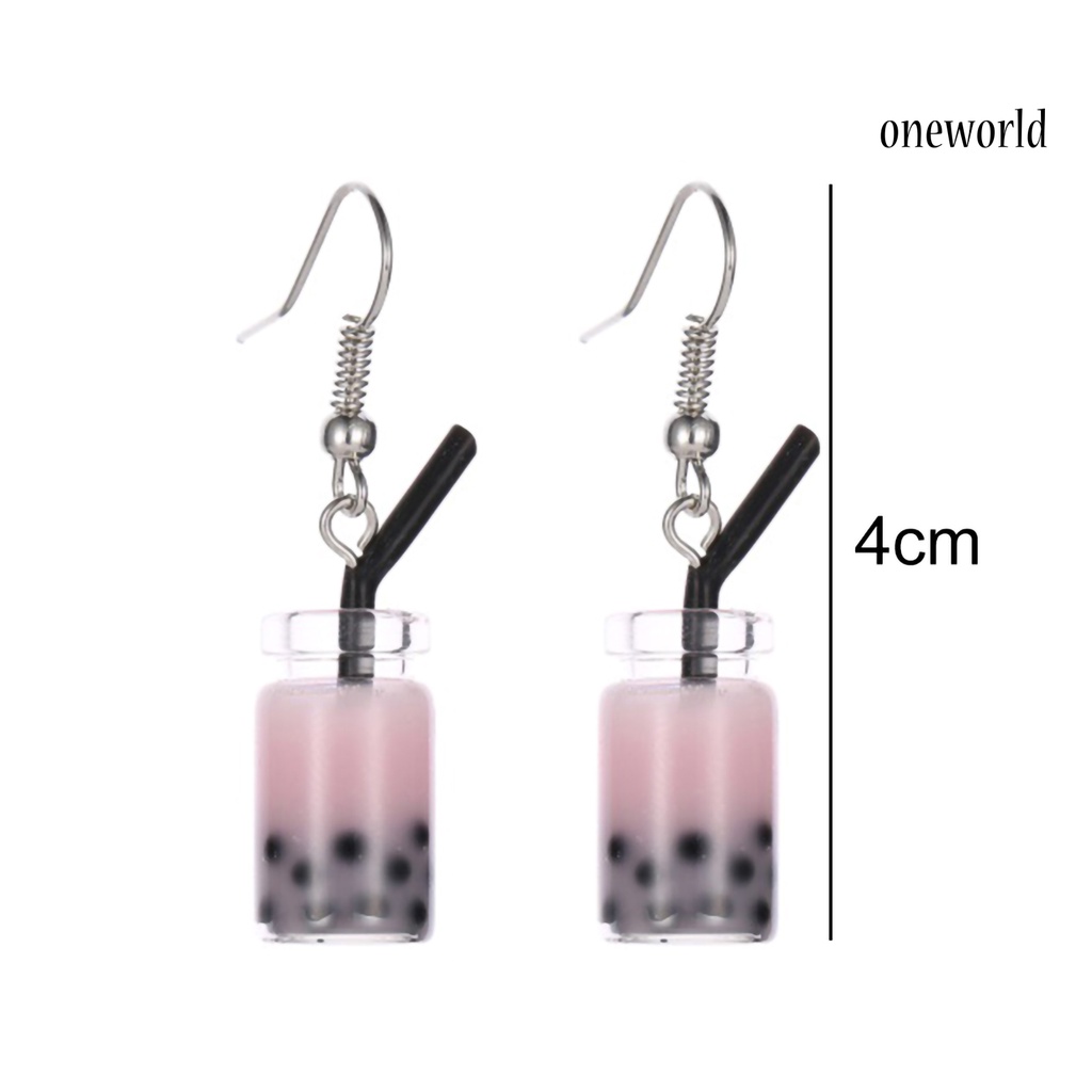 OW# Hooks Earrings Bubble Tea Long Dangle Women Drink Drop Earrings Jewelry for Party