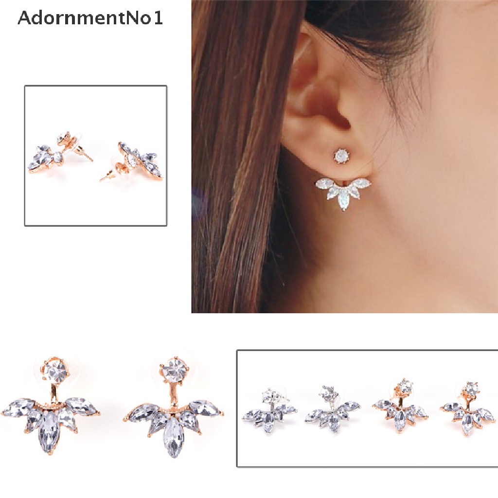 (AdornmentNo1) Anting Tusuk Gantung Desain Daun Hias Berlian Imitasi Untuk Wanita