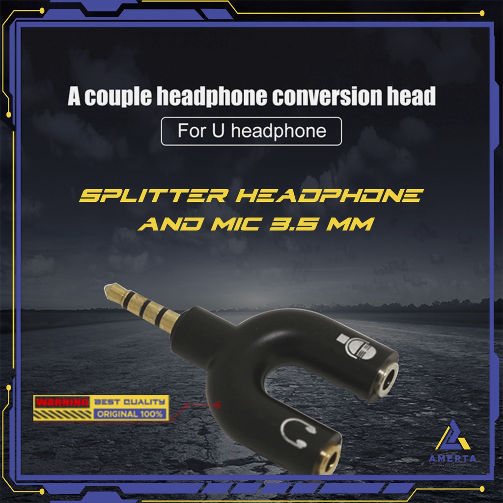 Splitter Audio Shape U 3.5mm ke Headphone &amp; Mic