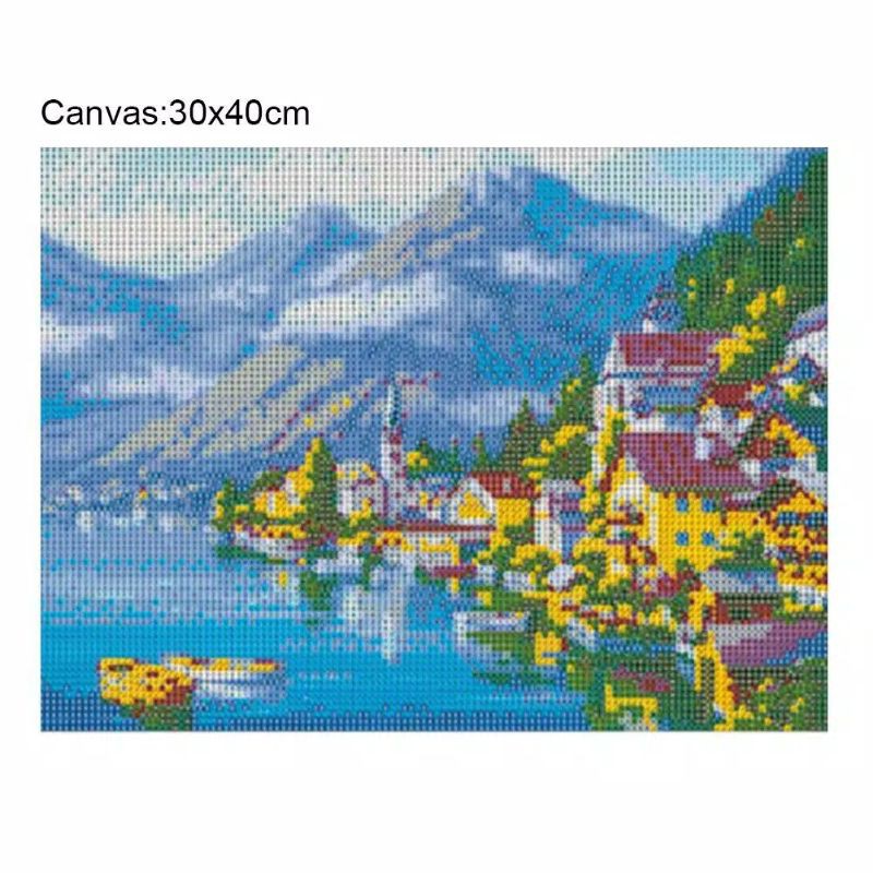 5D Full Drill Diamond Painting Seaside Town Embroidery