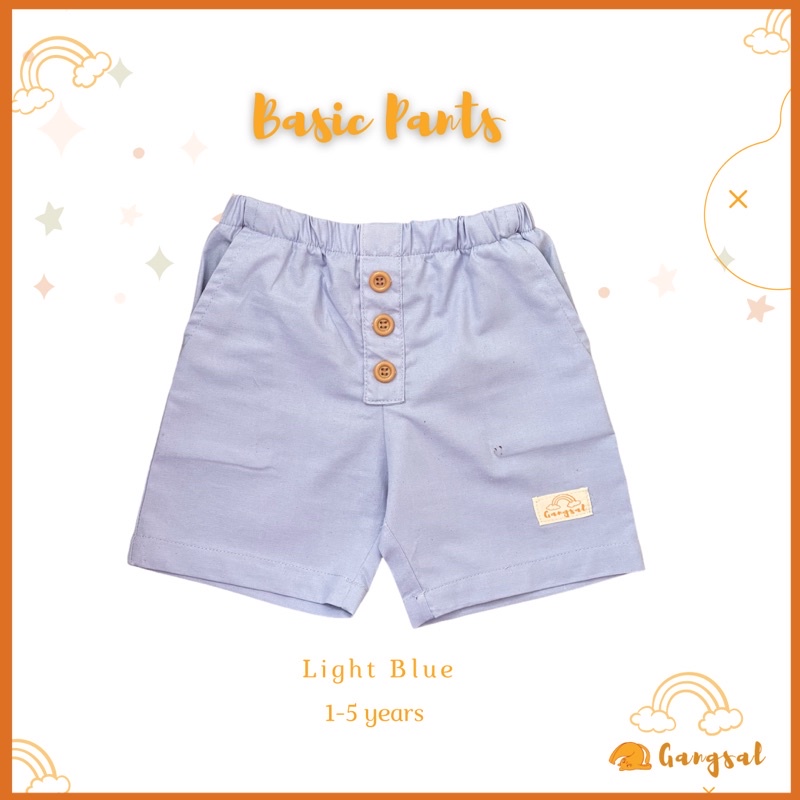 Gangsal Alit – celana pendek anak – celana pendek warna biru – celana anak katun linen