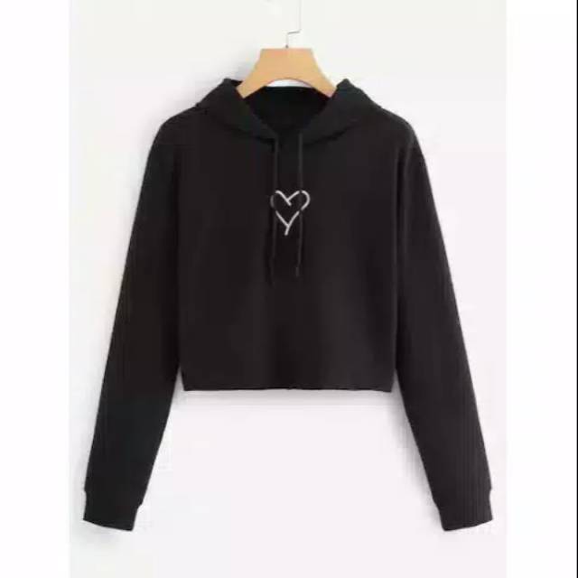 JAYA.Co Sweater Hoodie Crop LINE HEART 3 Warna