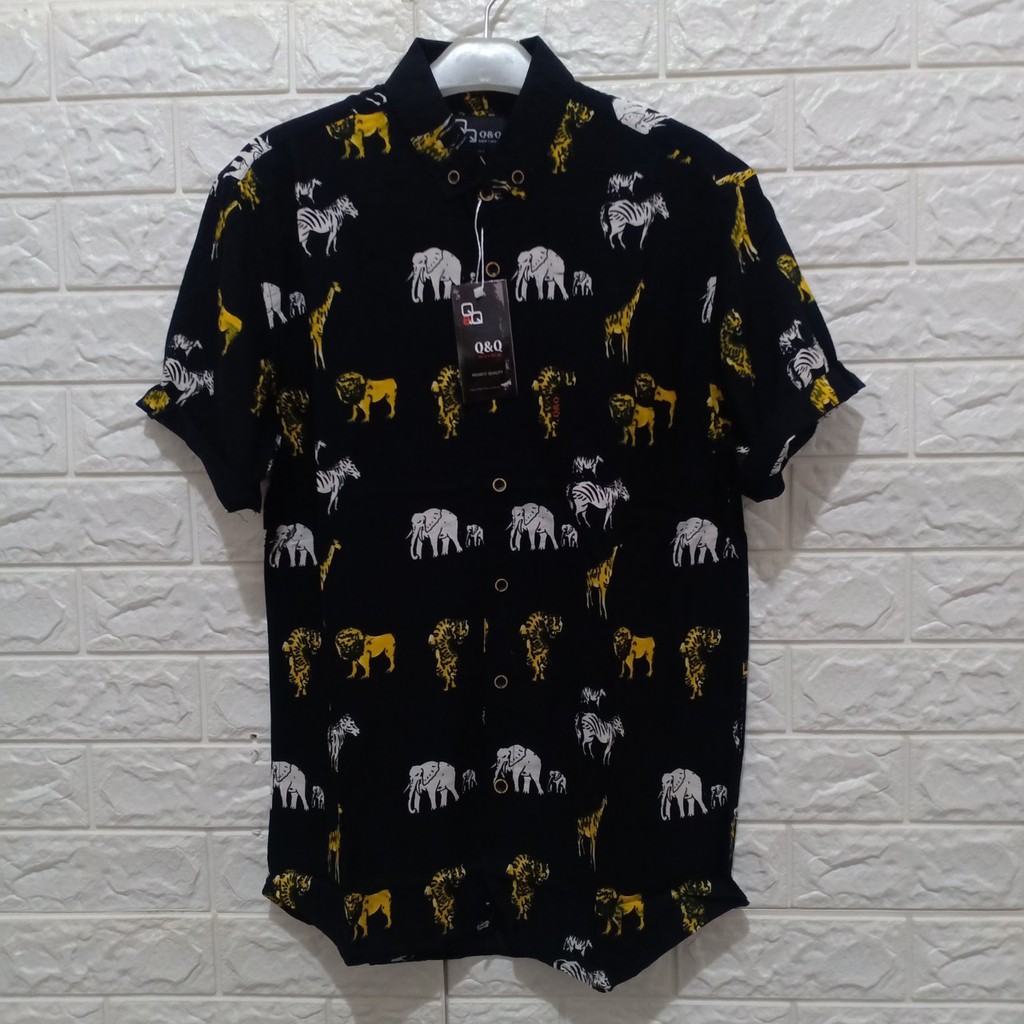 Kemeja Pria Motif Pria Cowok Lengan Pendek Bunga Formal Casual Murah Slimfit All Size M L XL Bagus