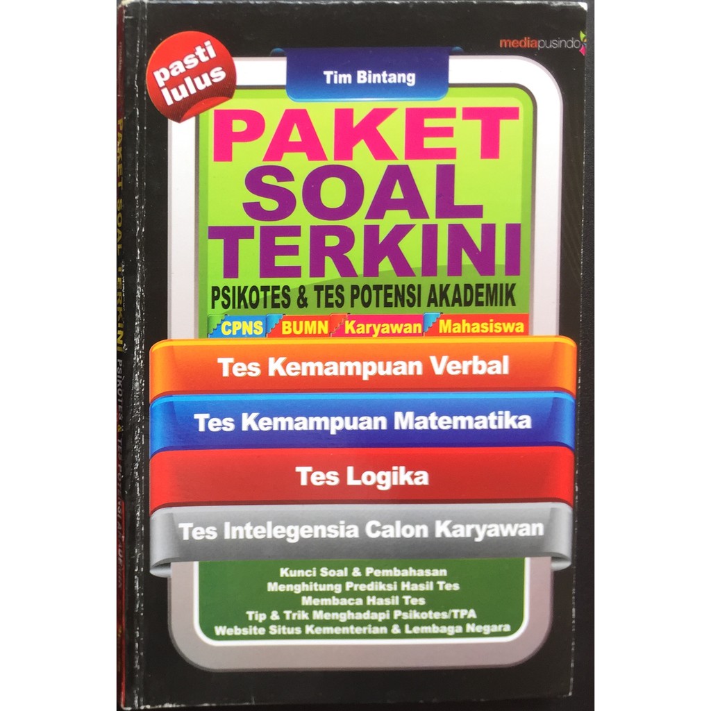 Jual Buku Paket Soal Terkini Psikotes And Tes Potensi Akademik Cpns Bumn Karyawan Mahasiswa