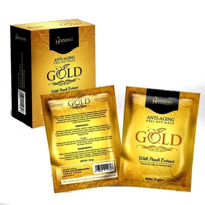 HANASUI GOLD MASKER Peel Off Anti Aging Mask kemasan 1 BOX isi 10 sachet