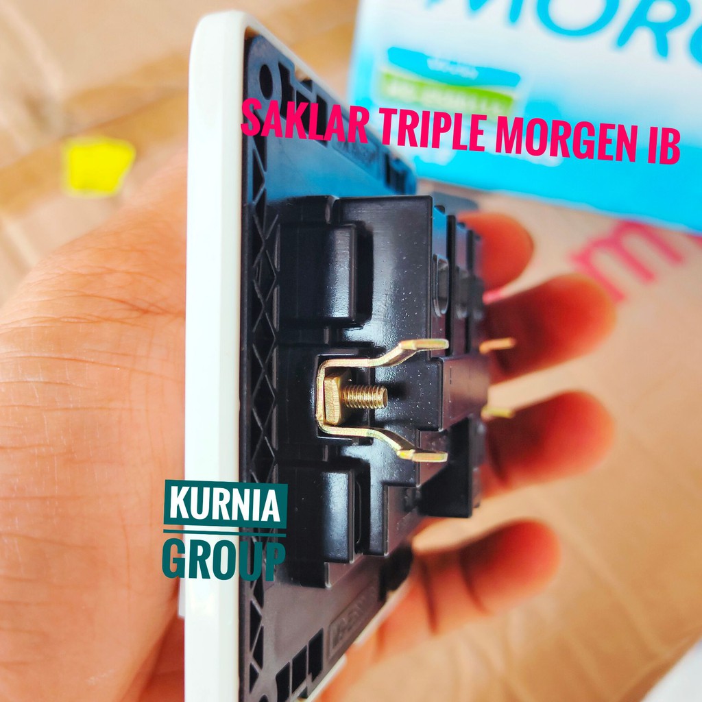 MORGEN Saklar Triple Putih SLIM Inbow Saklar Tripel Isi 3 MEWAH Tanam Tembok  Kualitas Bagus Full Kuningan 3 Gang 1 Way Switch Pencetan Tiga Klik Lampu In Bow Desain Modern Warna Putih Skakel Termurah