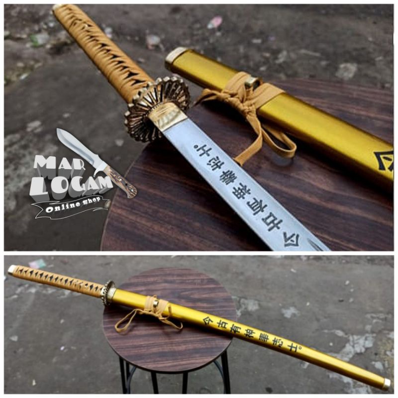 BISA TEBAS BAMBU!!! Katana Thelast kanji Yellow (kuning) Samurai ryujin berkualitas