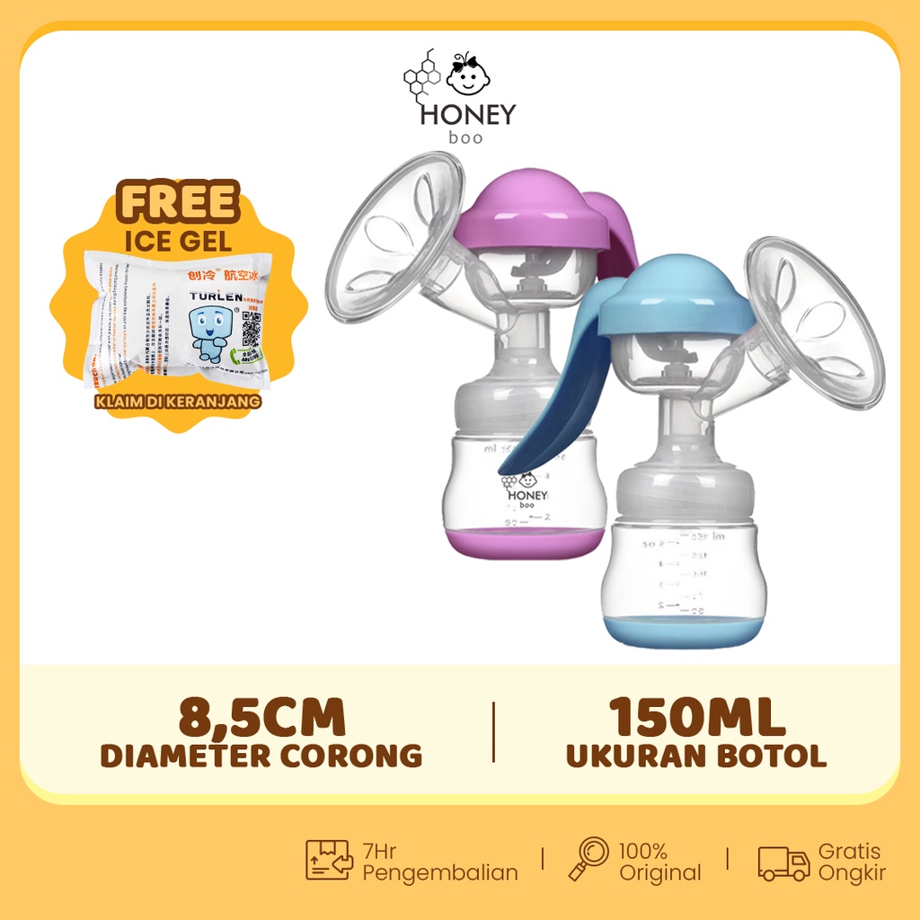 Honey Boo - Pompa ASI Manual Aman 150 ml Breast Pump BPA Free Praktis PA03