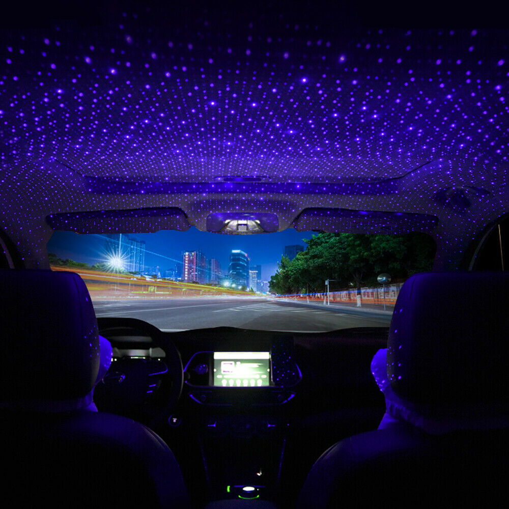 Lampu Proyeksi LED Mini Malam Bintang USB Suasana Mobil Cahaya Bintang Biru Dekorasi Interior Laser Plafon Ambient Starry Sky Light