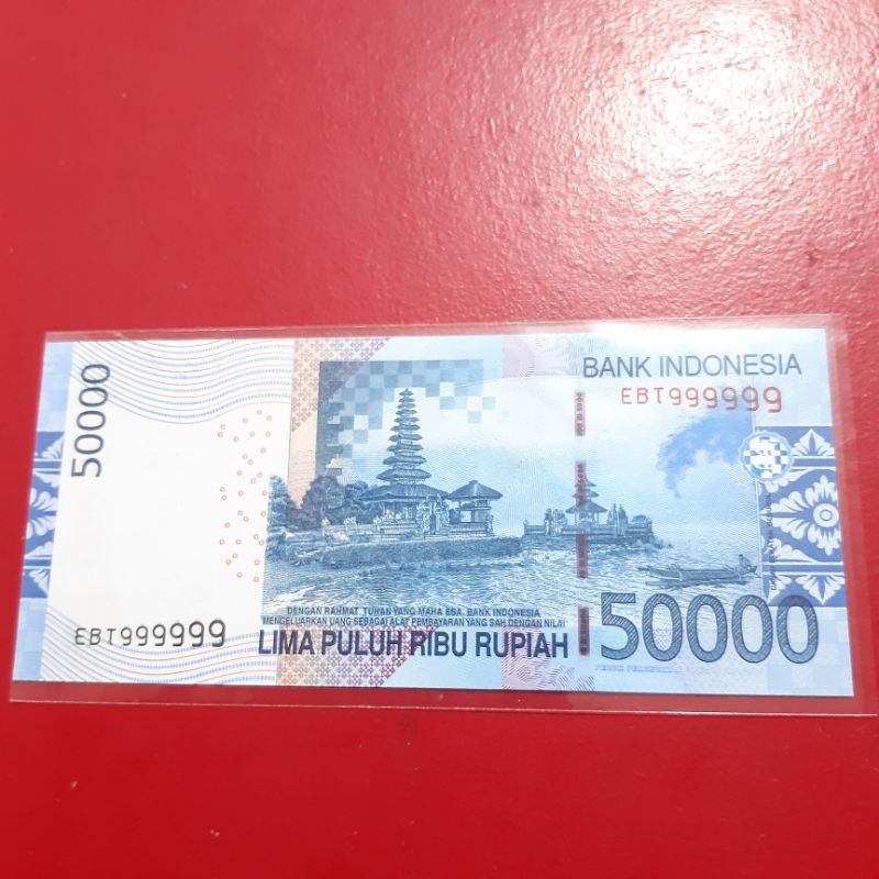 Uang Kertas Kuno 50 rb Nomor Cantik Solid 9