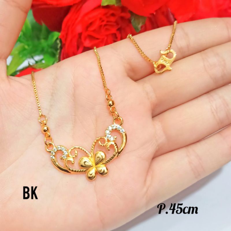 Kalung Dewasa koye permata ukir batik emas Korea *COD*