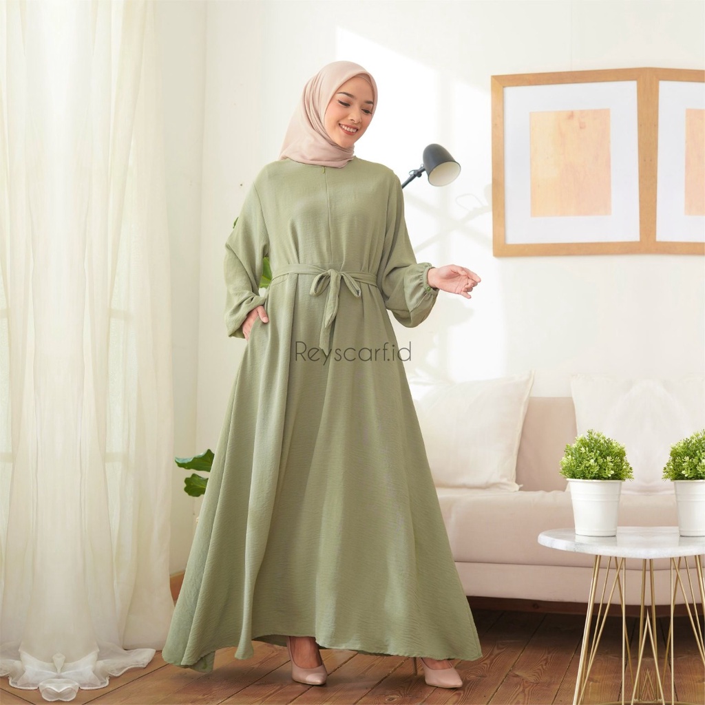 Halwah Dress By Reyscarf Gamis Dewasa Jumbo Luxury Bahan  Airflow Crinkle Premium Terbaik I Bisa COD