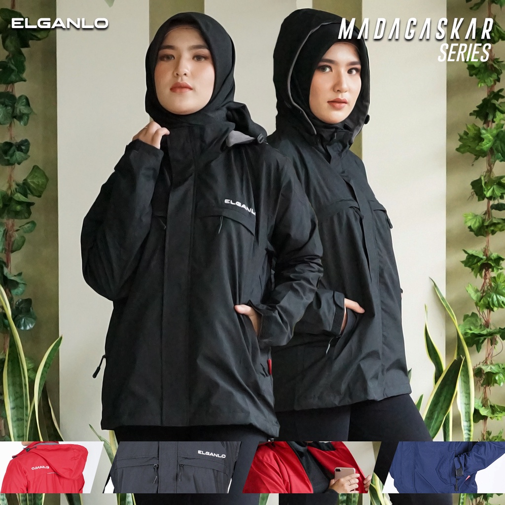 Jaket Wanita Kekinian ELGANLO - Jacket Motor Perempuan Muslimah Hoodie Semi Parka Wanita Berhijab Ju
