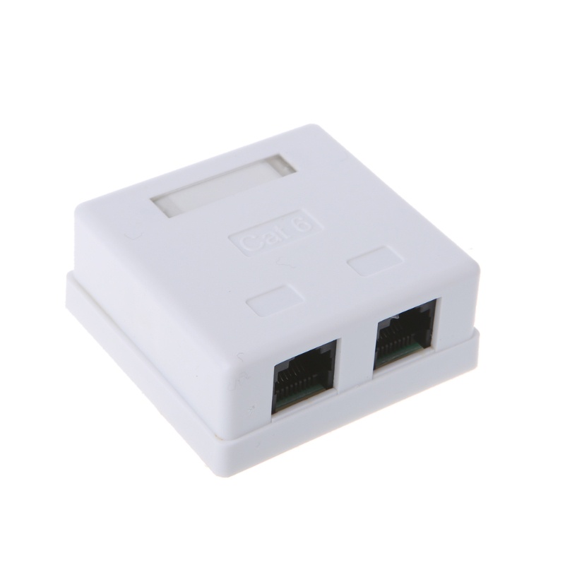 Cre Kotak Junction Konektor RJ45 2port Untuk Desktop Extension CAT6 Cat6e 8P8C
