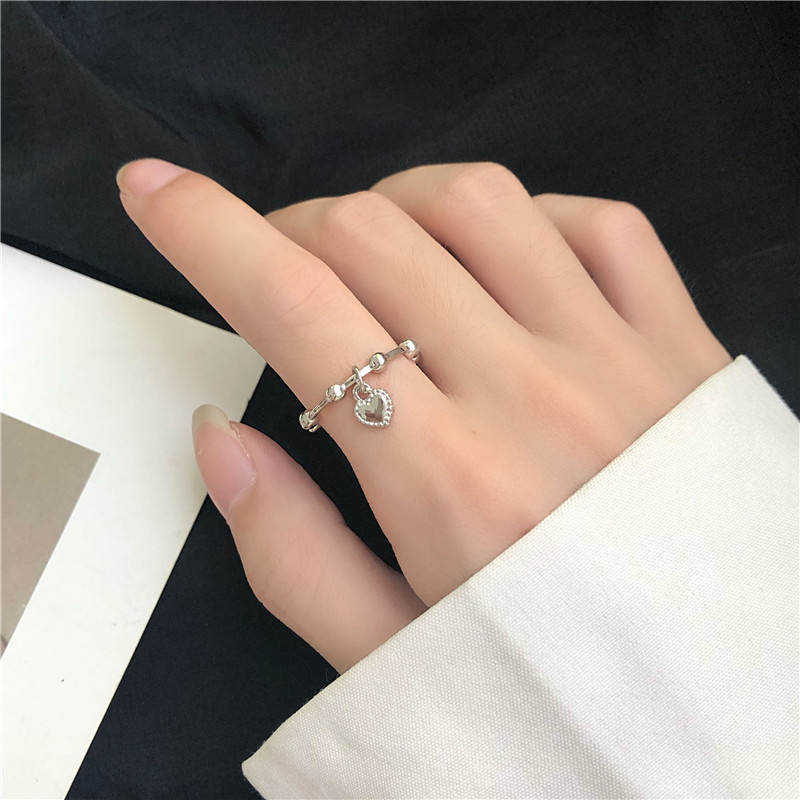 Magic789 Baroque Retro Silver Heart Open Ring for Women Adjustable Finger Cuff Fashion Jewelry