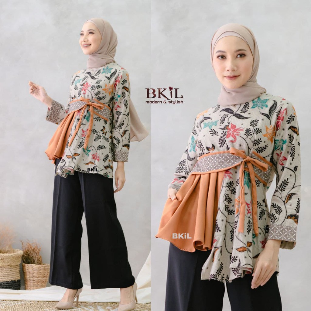 Blouse Batik Busui Motif Unik Cantik Premium Elegan Formal Baju Kerja Kantor Seragam Karyawan Mika 3