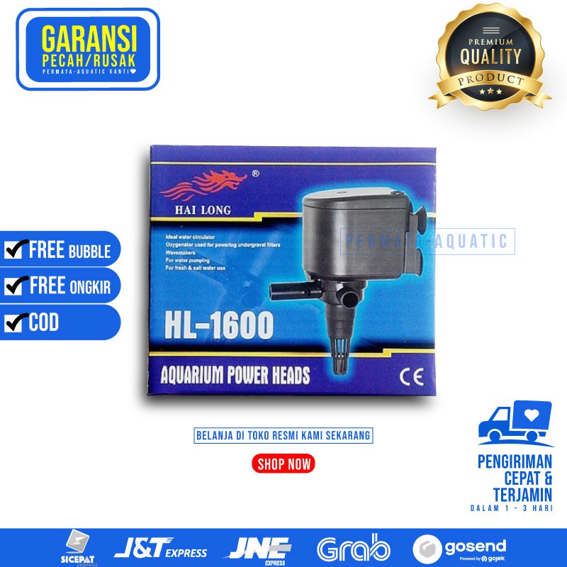 Mesin Aquarium Murah Hailong HL 1600 HL-1600 Pompa Celup Pompa Aquarium
