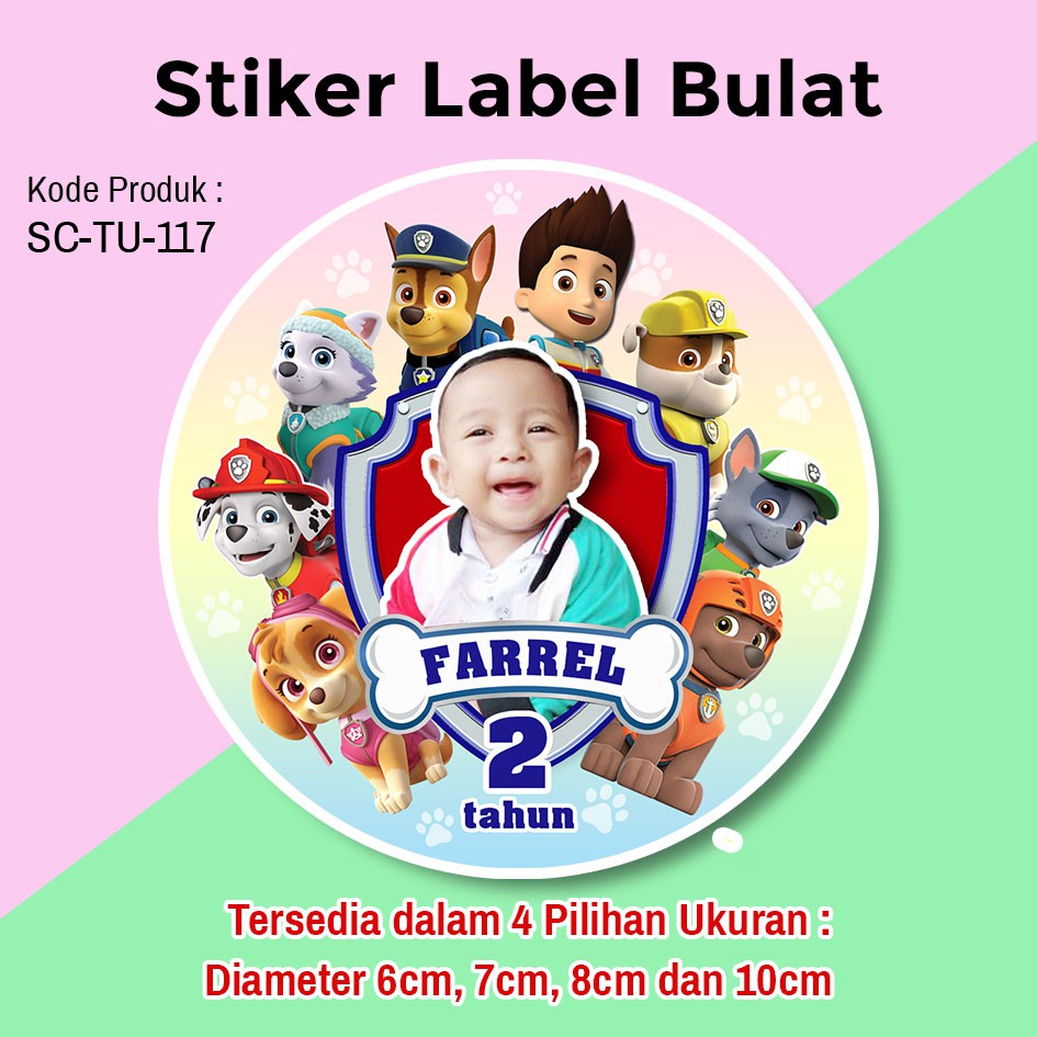 

STIKER LABEL ULANG TAHUN ANAK STICKER SOUVENIR TUMPENG MINI PAW PATROL