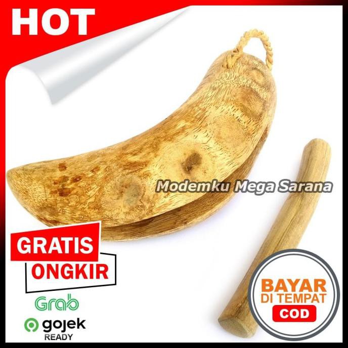 Produk Terbaik] Bel Kentongan Dari Dongklak Akar Bambu 26X9X9 Cm