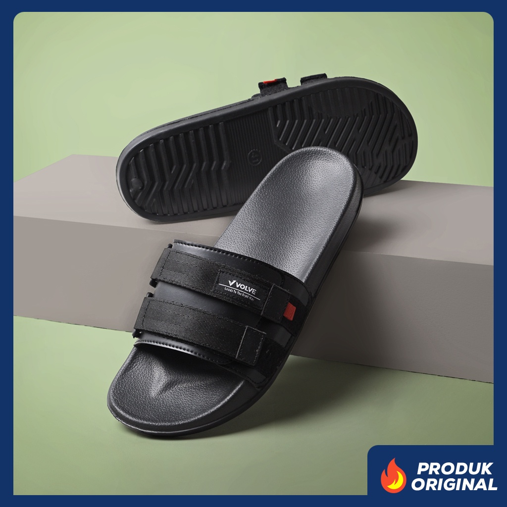 GETA FULL BLACK ORIGINAL x VOLVE PROJECT Sandal Casual Hitam Pria Sendal Slide Jalan Santai Harian Slippers Hangout Main Lebaran Slop Selop Karet Anti Slip Premium Slip On Remaja Dewasa Flip Flop Kerja Formal Sport Footwear Keren Terbaru Kekinian Branded