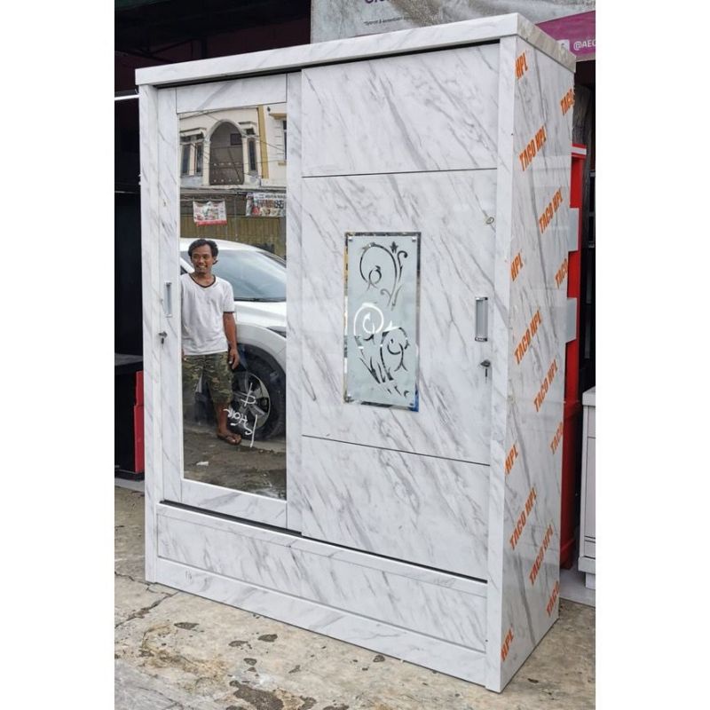 lemari sliding minimalis hpl full 2 pintu