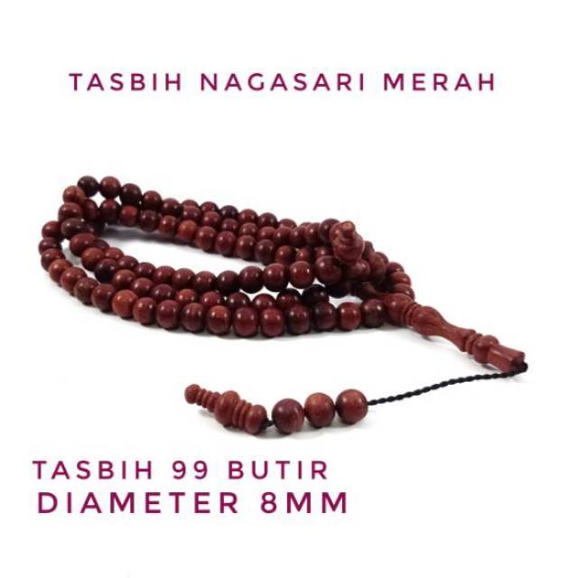 Tasbih Kayu Original Nagasari Merah Isi 99 Butir Top Quality