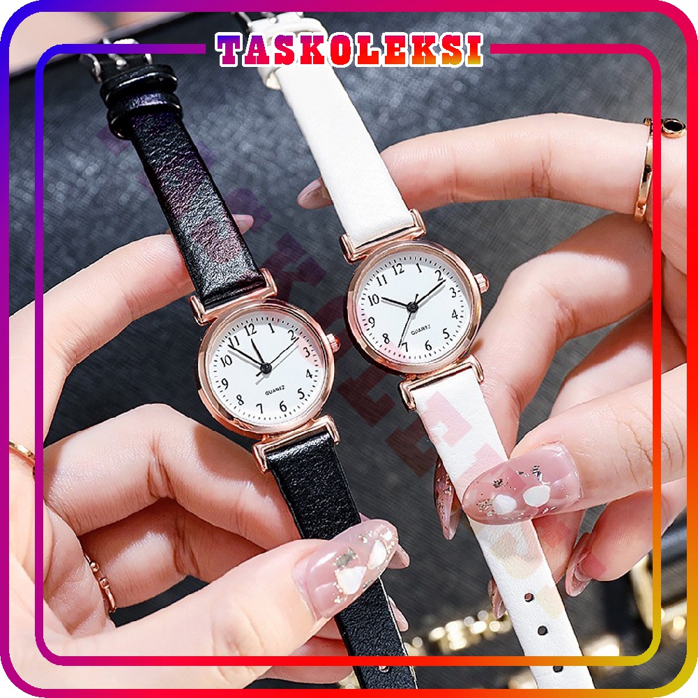 ☛TK☚ Jam Tangan Analog Quartz Wanita Kecil Tali PU Leather Korean Style Fashion Import JT047