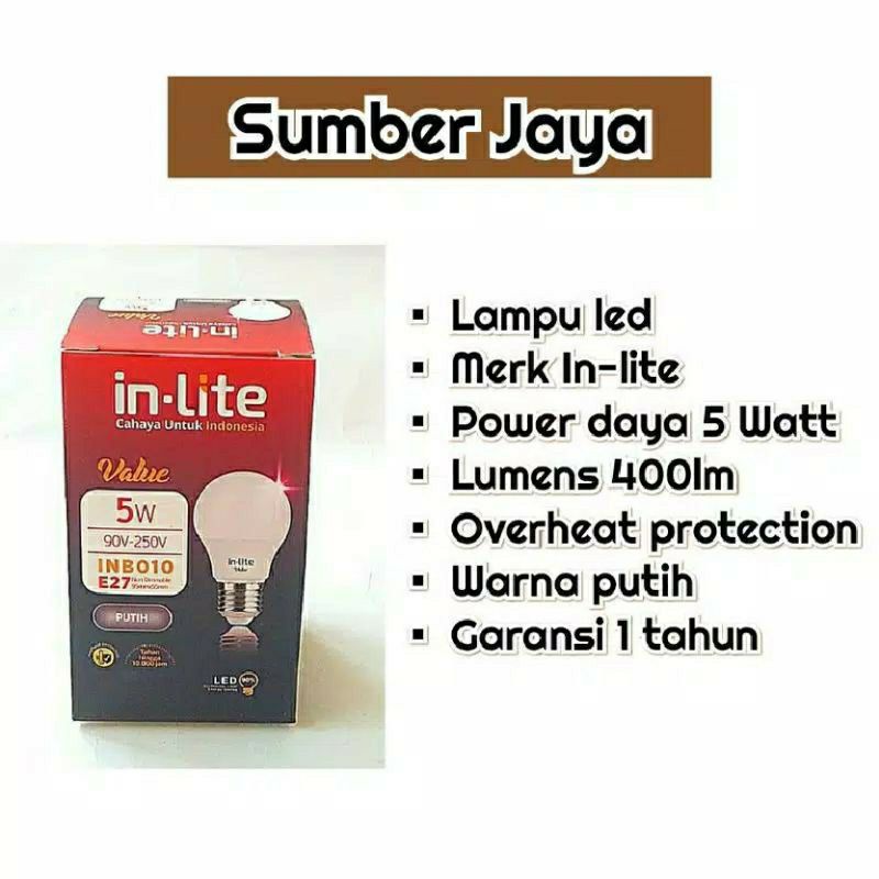 Lampu LED 5w inlite murah terang grosir lampu 5watt inlite in lite
