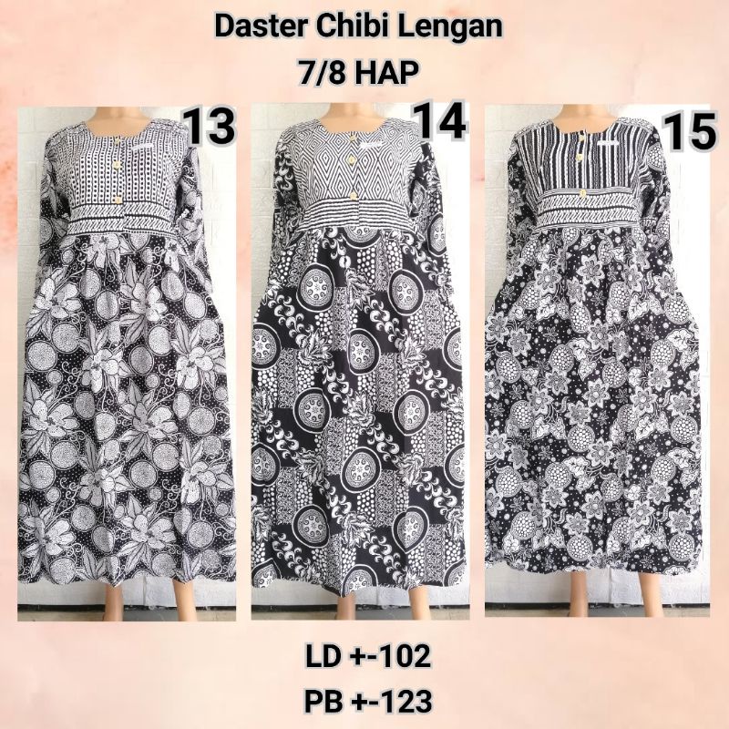 DASTER CHIBI LENGAN 7/8 MONOKROM HAP DASTER MODERN KEKINIAN ADEM BUSUI FRIENDLY