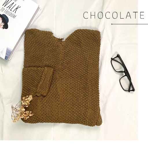CARDIGAN RAJUT / BATWING KELELAWAR CARDIGAN / CARDIGAN BIG SIZE(PREMIUM)-CHOCOLATE