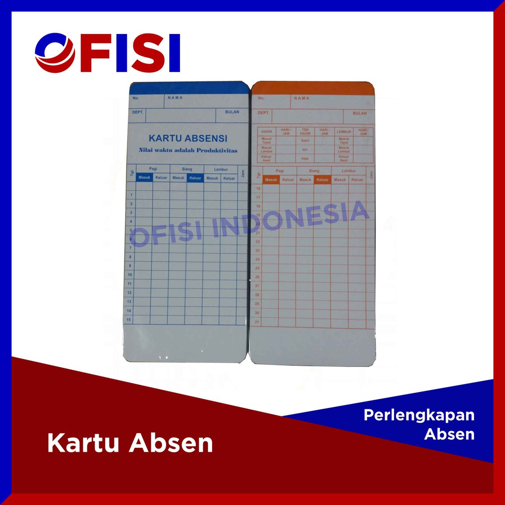 Kartu Absensi - kartu absen - kartu untuk absen
