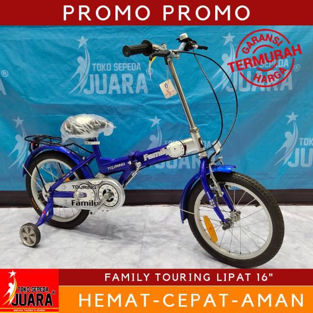  SEPEDA  LIPAT FAMILY  TOURING FOLDING BIKE 16 INCH BLUE 