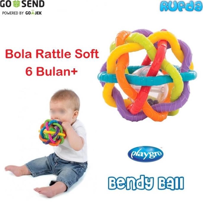Playgro Bendy Ball, Bola Rattle Mainan Bayi 6 Bulan