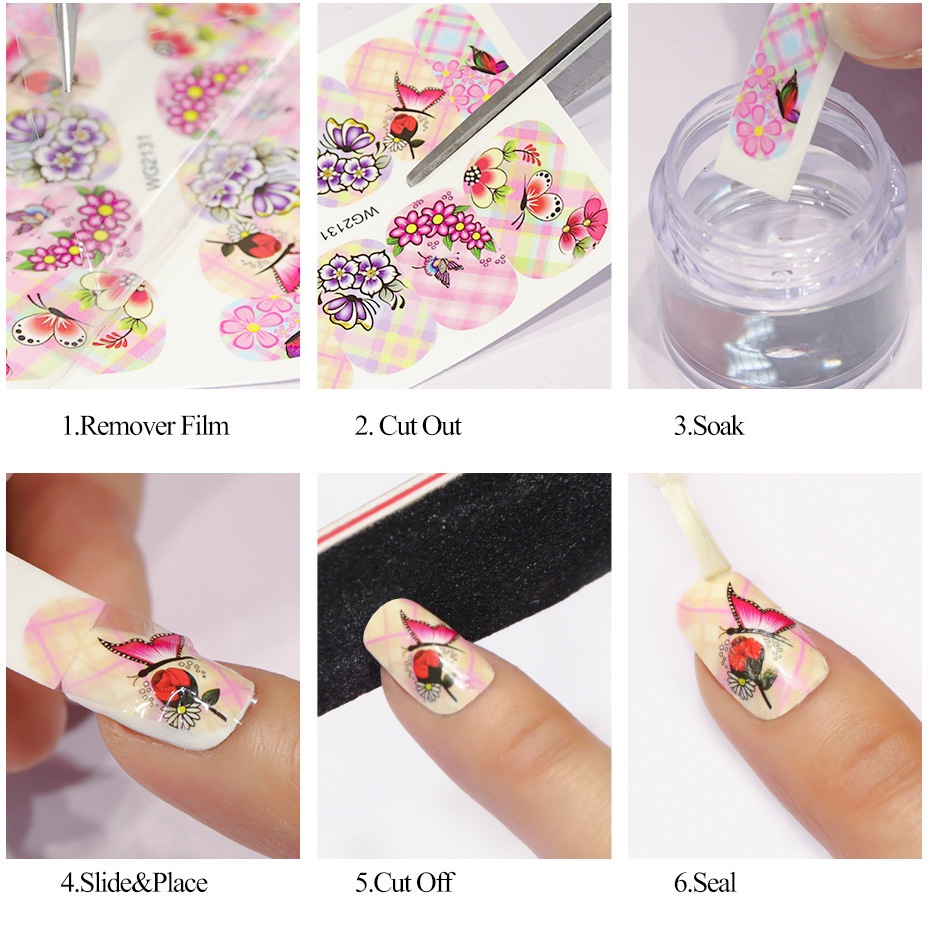 30 Lembar / Pak Stiker Kuku 3D Transfer Air Motif Kupu-Kupu Warna Biru / Hitam Untuk Nail Art