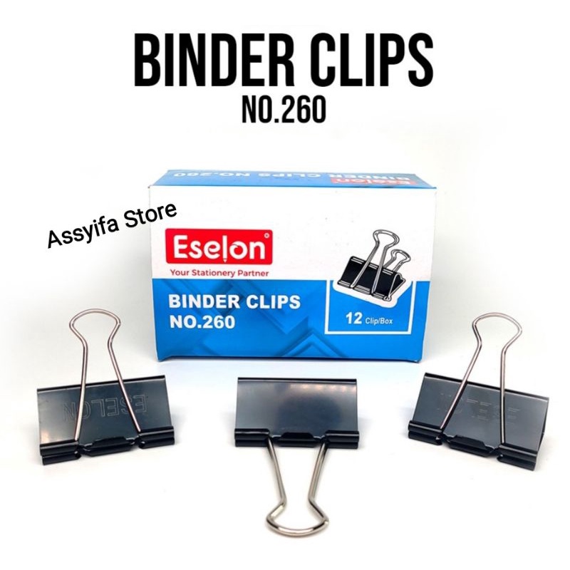 (ISI 12 PCS) BINDER CLIP NO. 260 MURAH / KLIP / DOUBLE CLIP / PENJEPIT KERTAS ESELON 260 1 BOX ISI 12PCS