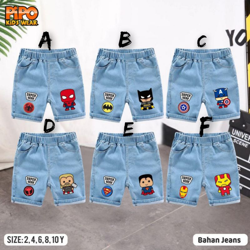 Ready Pipo kidswear short jeans superhero