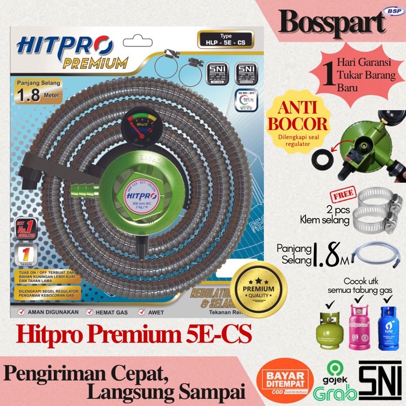 Paket Selang Gas Regulator Hitpro / HLP-5A-CS Regulator Gas dengan meteran / Regulator Hitpro Premium