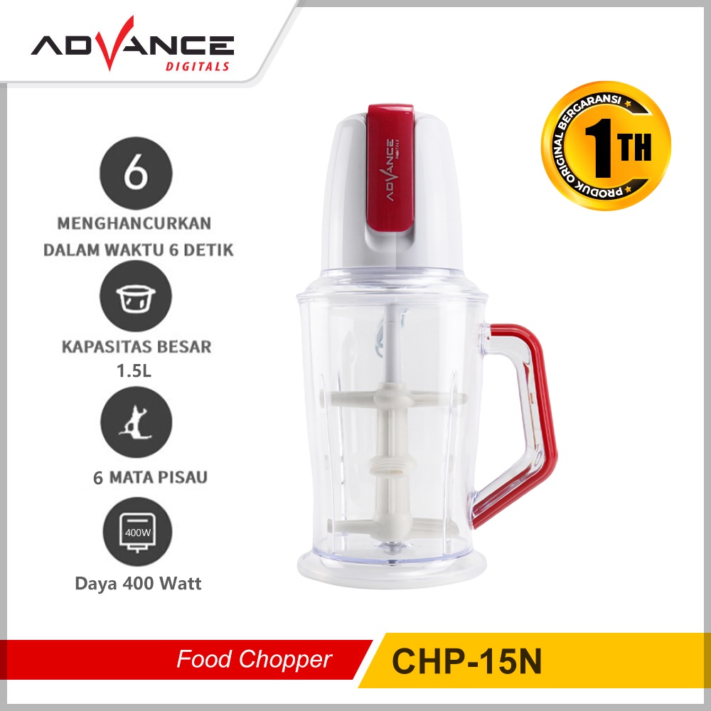 ADVANCE Food Chopper CHP-15 1,5L Elektrik Meat Gilingan Serbaguna Multifungsi Food Processor 6 Mata Pisau(beli 1 gratis 1)