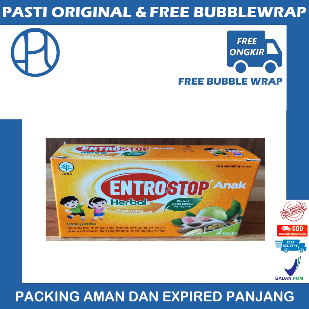 ENTROSTOP HERBAL ANAK CAIR BOX ISI 6 SACHET UNTUK DIARE MENCRET SAKIT PERUT