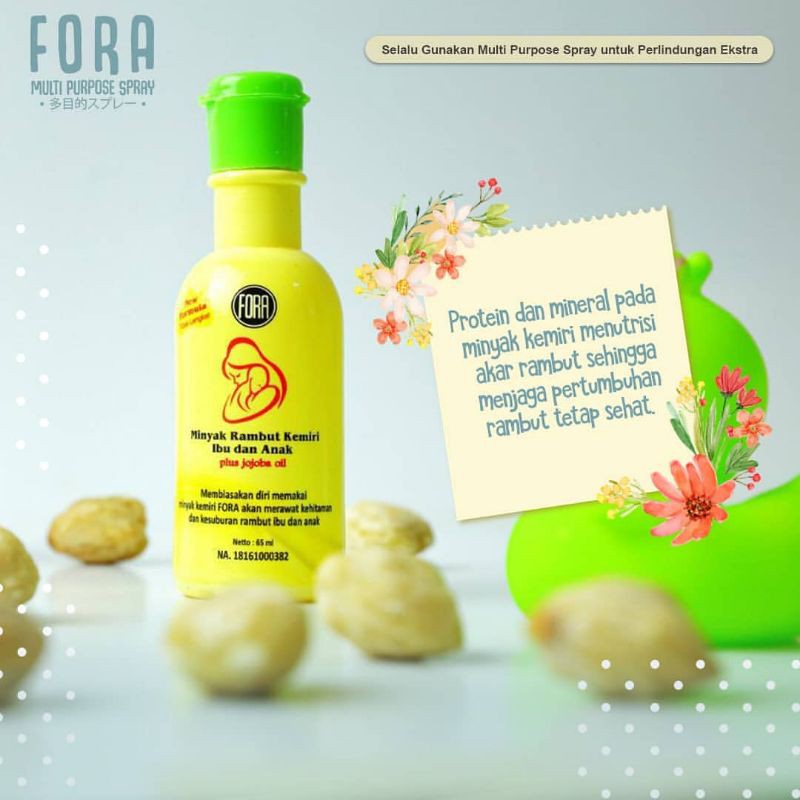 FORA NATURE Minyak Kemiri Penyubur Rambut Alis Ibu dan Bayi dengan Jojoba Oil