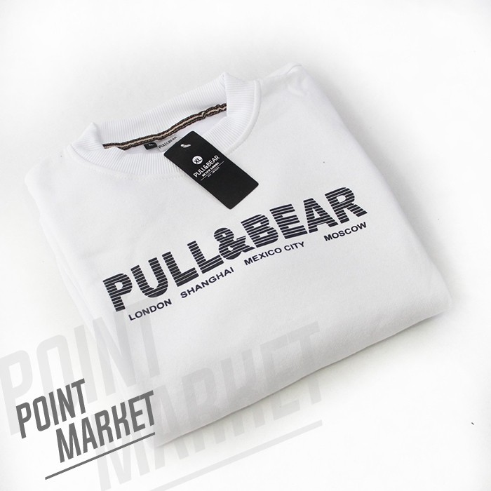 JAKET SWEATER CREWNECK PULL AND BEAR PUTIH