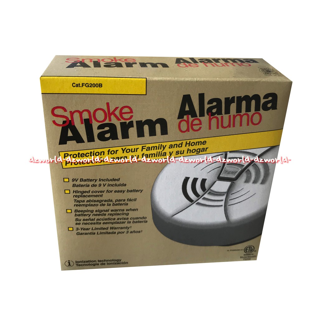 Smoke Alarm Asap Rokok dengan daya 9 volt yang dioperasikan dengan baterai