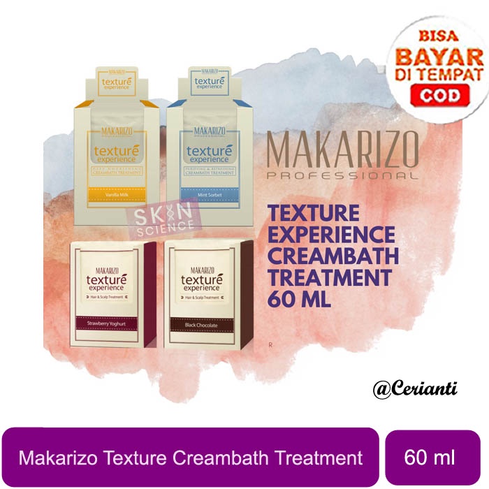 [Tahan 7 hari] Makarizo Professional Creambath Texture Experience Cream Strawberry Yoghurt Sachet 60 mL_Cerianti