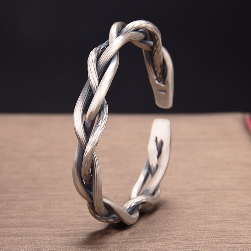 [Women Men Retro Simple Twisted Woven Bangle Bracelets] [Girls Trendy Open Cuff Bangle] [Jewellery Gifts for Girlfriend]