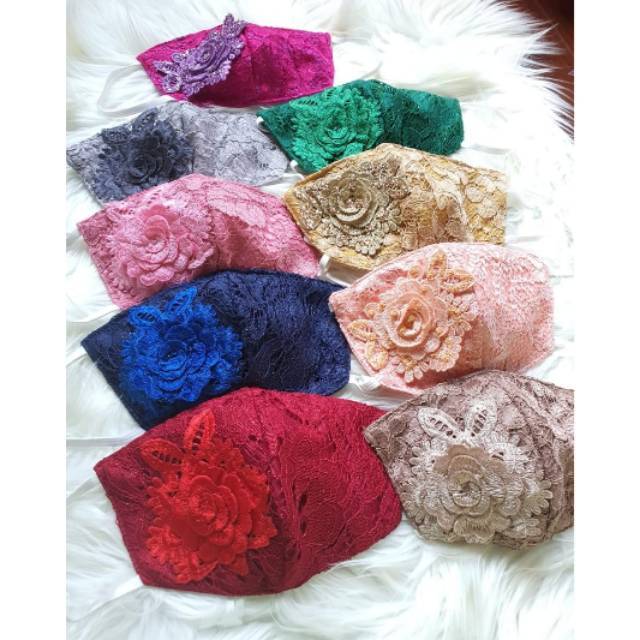 Masker kain brukat earloop dan headloop Shopee Indonesia Masker kain brukat earloop dan headloop Shopee Indonesia