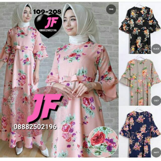 Gamis Rumbai Katun Rami Bunga