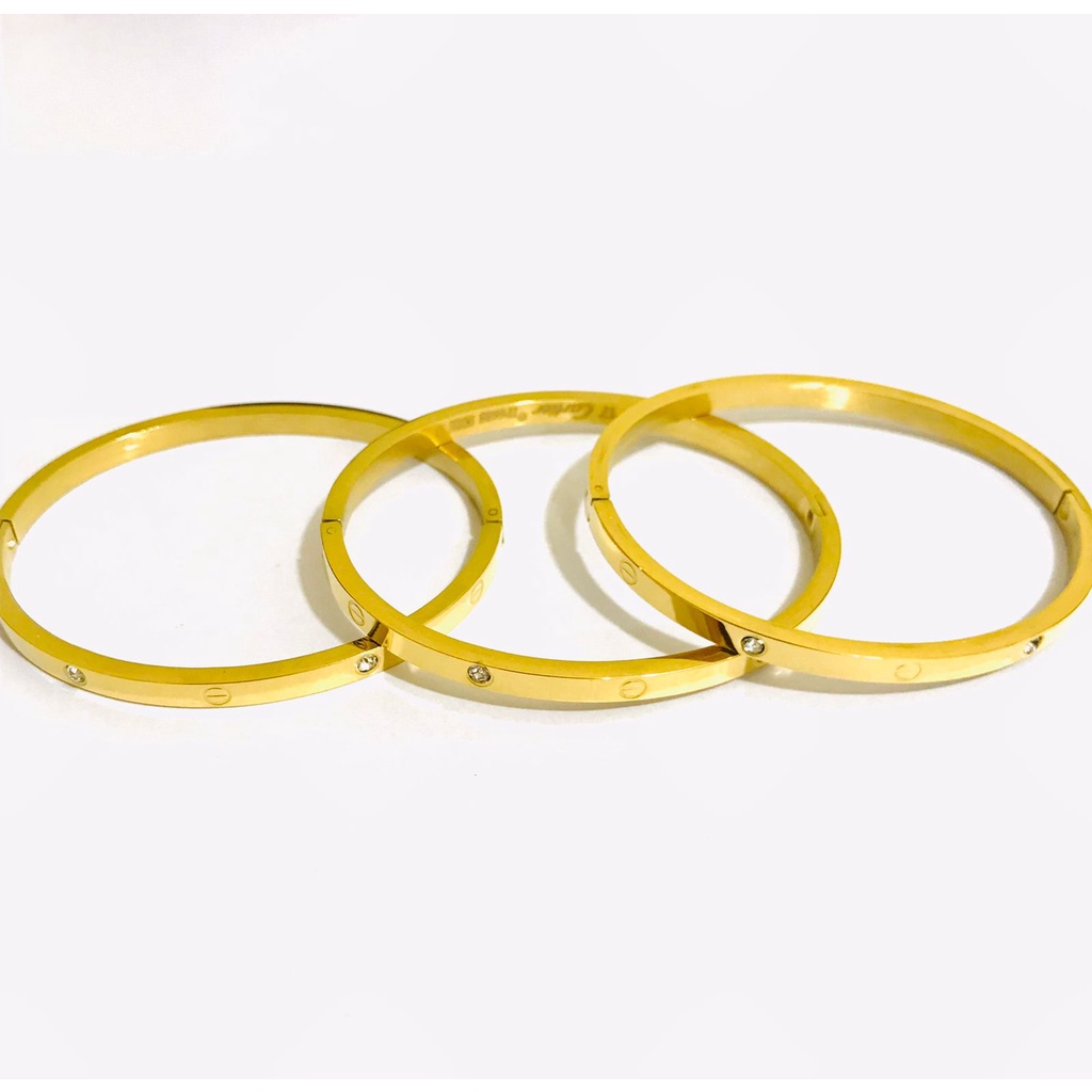 Gelang Set isi  3 Titanium Wanita Lapis Emas Anti Karat Termurah GBT154-46-45